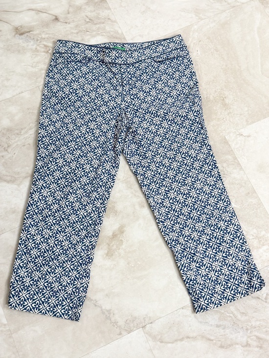 Lilly Pulitzer Pants - Lilly Pulitzer Palm Beach Fit Navy Blue & White Print Cropped Pants Size 10